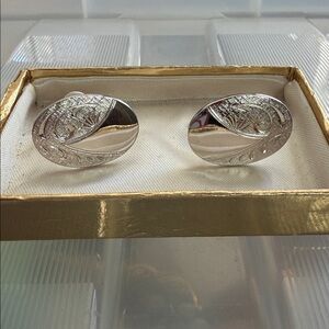 Silver Tone Oval Anson Cuff Links Cufflinks
